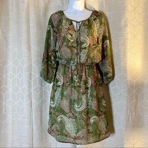 Banana Republic Dress in Green and Pink Paisley Print